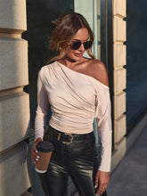 Asymmetrical Neck Ruched Tee